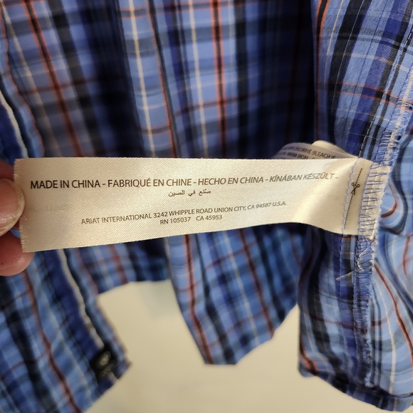 Ariat Pro Series Men's XL Blue Plaid Shirt.   Dress Up Work - Picture 9 of 13